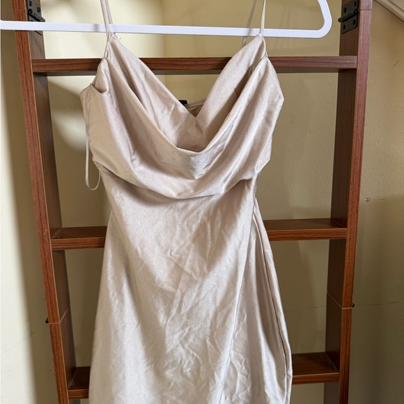 Windsor Dresses & Skirts - Windsor Satin Cowl Mini Dress in Champagne